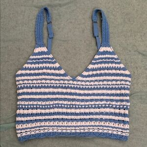 Hollister Blue and Pink Striped Knit Top Size S